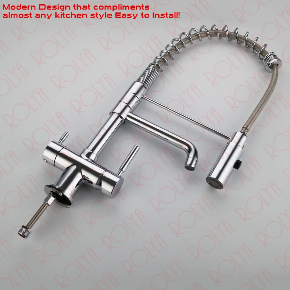 Rolya 3 way kitchen faucet with spring hose 3