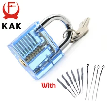 NED Blue Transparent Visible Pick Cutaway Practice Padlock Lock With Broken Key Removing Hooks Lock Extractor Set Locksmith Tool axk transparent visible pick cutaway practice padlock lock with 12pcs blue broken key removing hooks lock locksmith tool