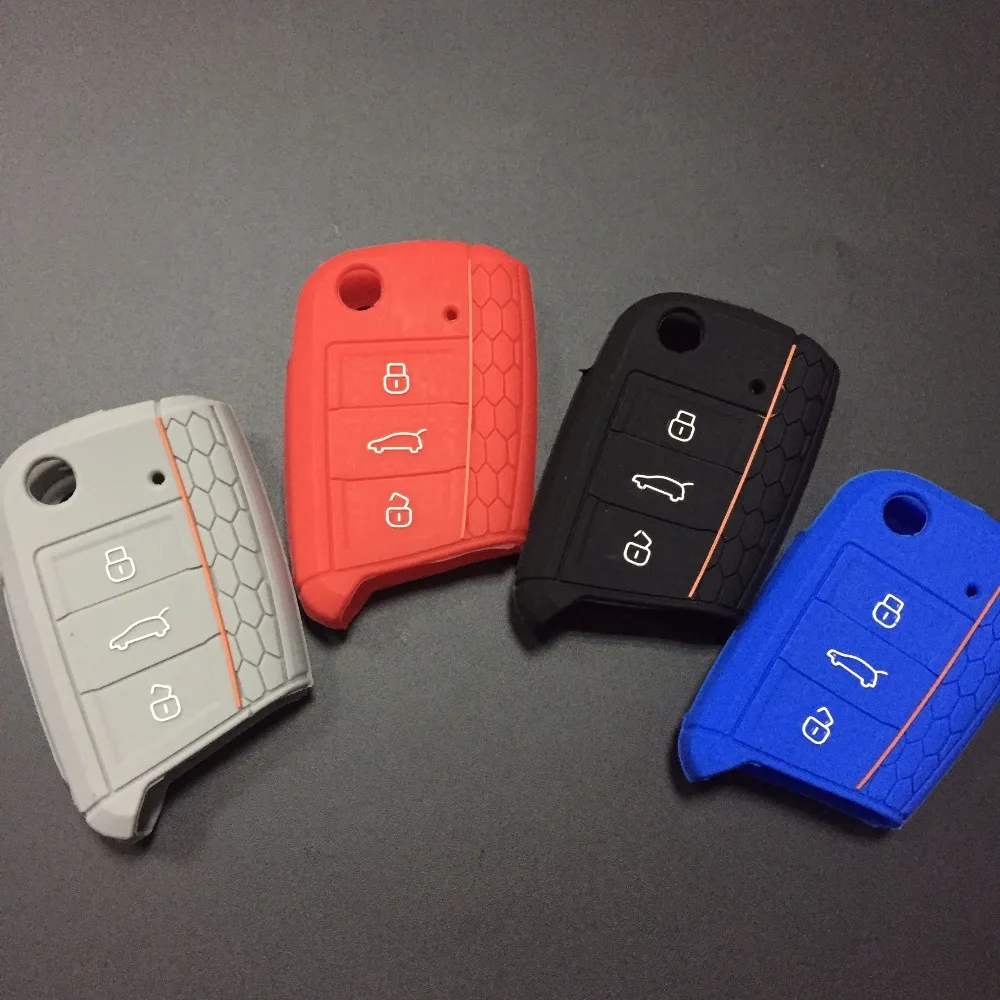 

New Silicone key cover case fob protect set skin Polo 2016 golf 7 MK7 for Volkswagen Octavia combi A7 for SEAT Leon Ibiza CUPTRA