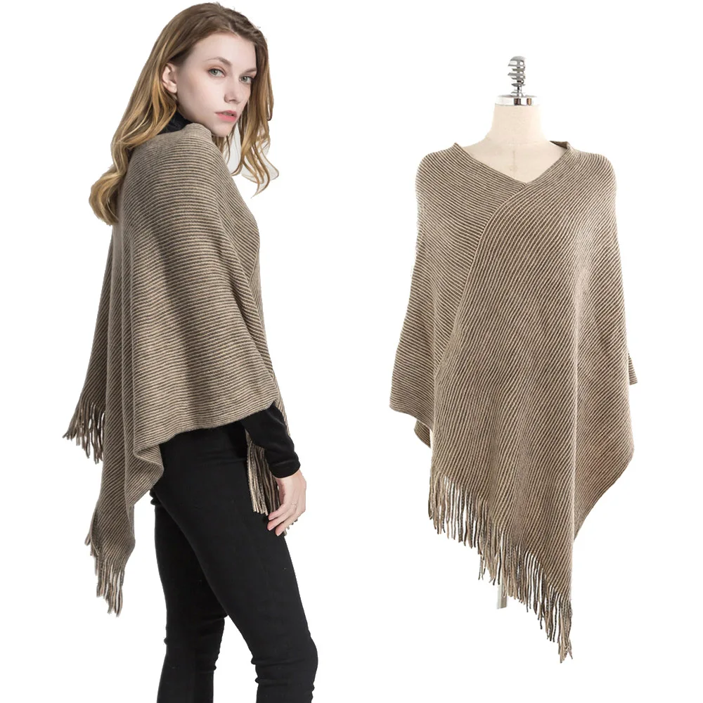

2018 Women Scarf Stripe Warm Poncho Wrap Winter Pure Color Blanket Scarf Cape Poncho Ladies Pashmina Female Large Echarpe Shawls