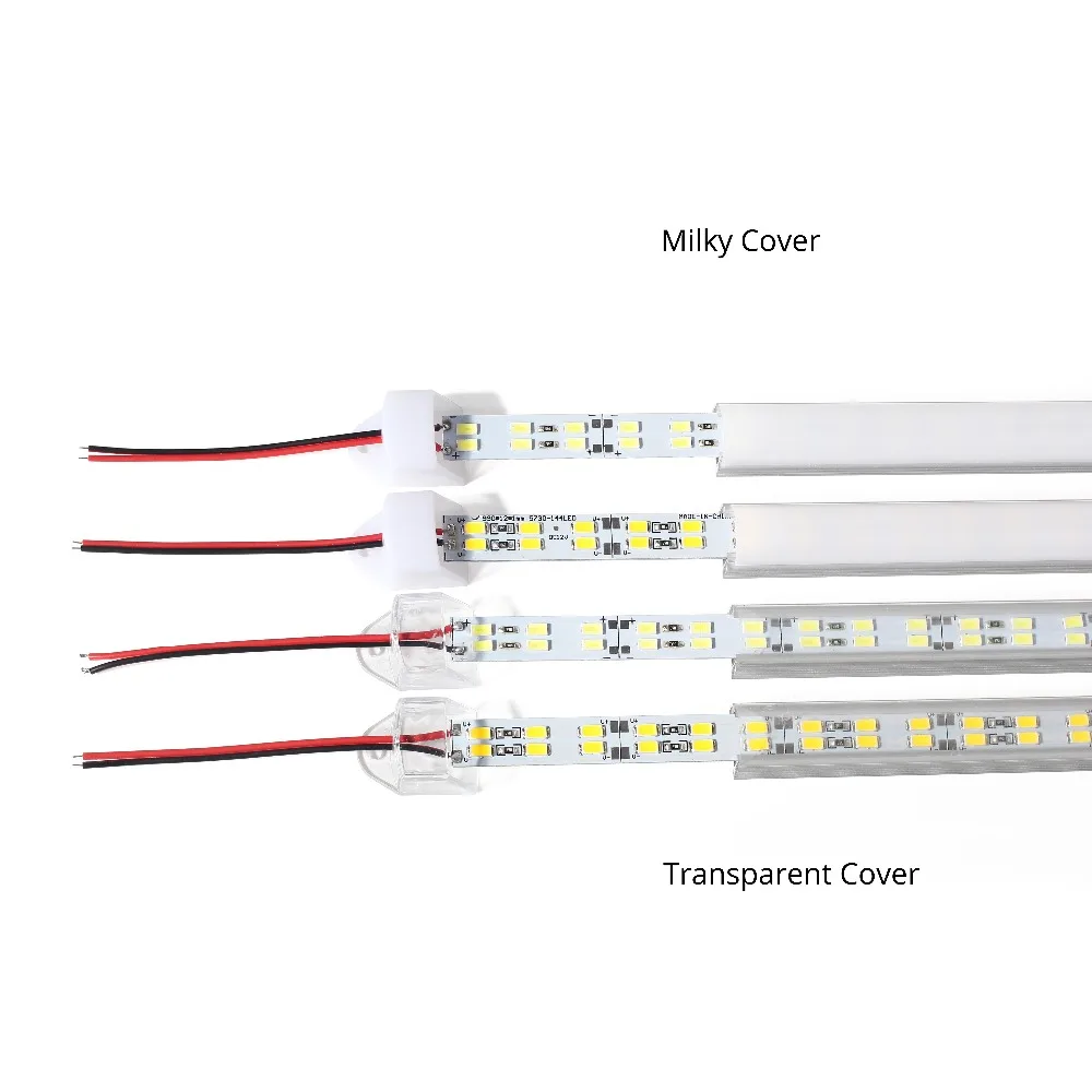 10 шт./лот 5730 светодиодный бар светильник двухрядные супер яркий светодиодный жесткий тубус ленты прозрачный/молочное покрытие как Кухня под шкаф светильник