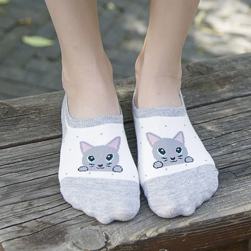 KingDeng Лодыжки Дамы Мультфильм Harajuku Kawaii Носки Невидимые Лодки Не Показывать