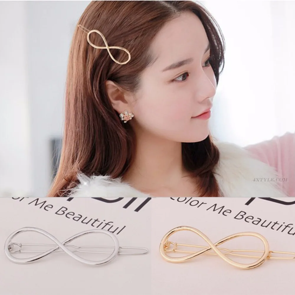 1 PC Fashion Barrette Hairpin Women Infinity Hair Clips Headband Styling Accessories Perfect Gift For Girls Silver Gold Color