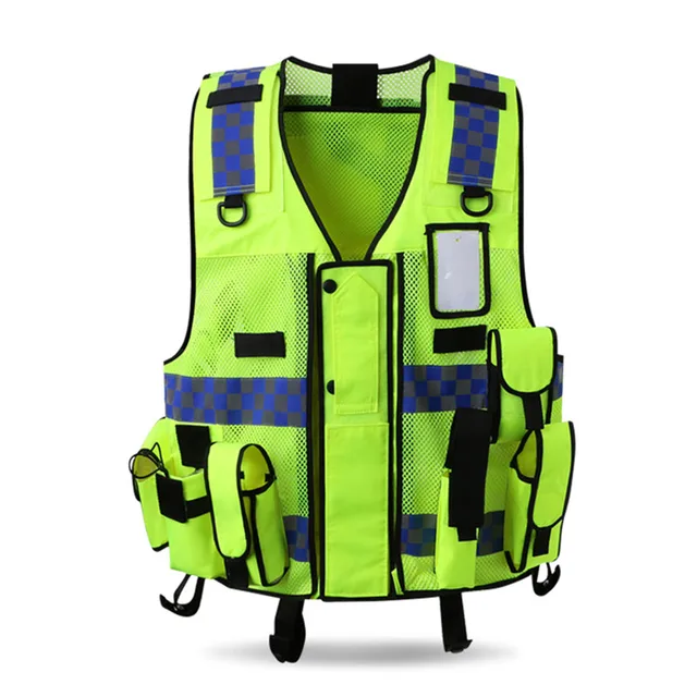 سترة عاكسة عالية الوضوح للشرطة المرور مع جيوب متعددة مقاس واحد تناسب معظم  نمط الجسم شعار طباعة شحن مجاني - AliExpress ملابس الرجال