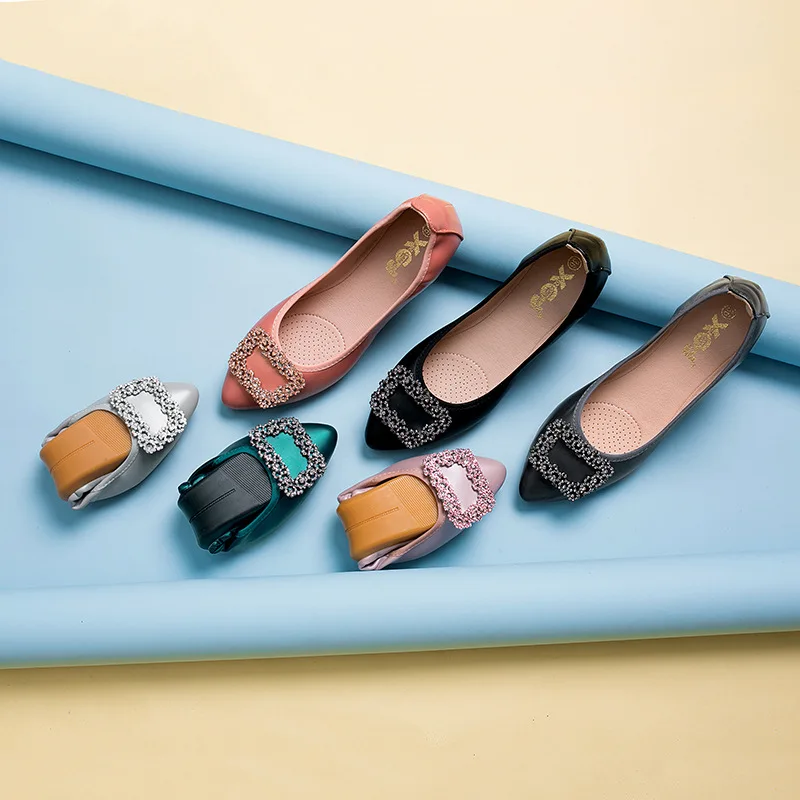 

ZHENG PIN JIA REN 2018 Spring Autumn New Single Shoes Crystal Buckle Female Flat Shoes Egg Roll Flat Pregnant Women Shoes
