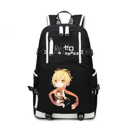 

Anime Re:Zero kara Hajimeru Isekai Seikatsu Backpack Anime ram rem Cosplay Nylon School Bag Travel Bags