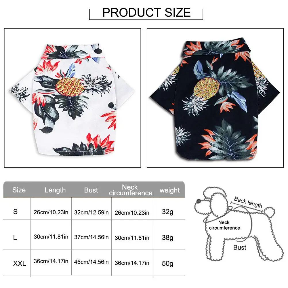 Одежда для собак, весенне-летняя Гавайская хлопковая рубашка с принтом, одежда для маленьких и средних размеров, одежда для домашних животных, гавайская рубашка с принтом туристической собаки