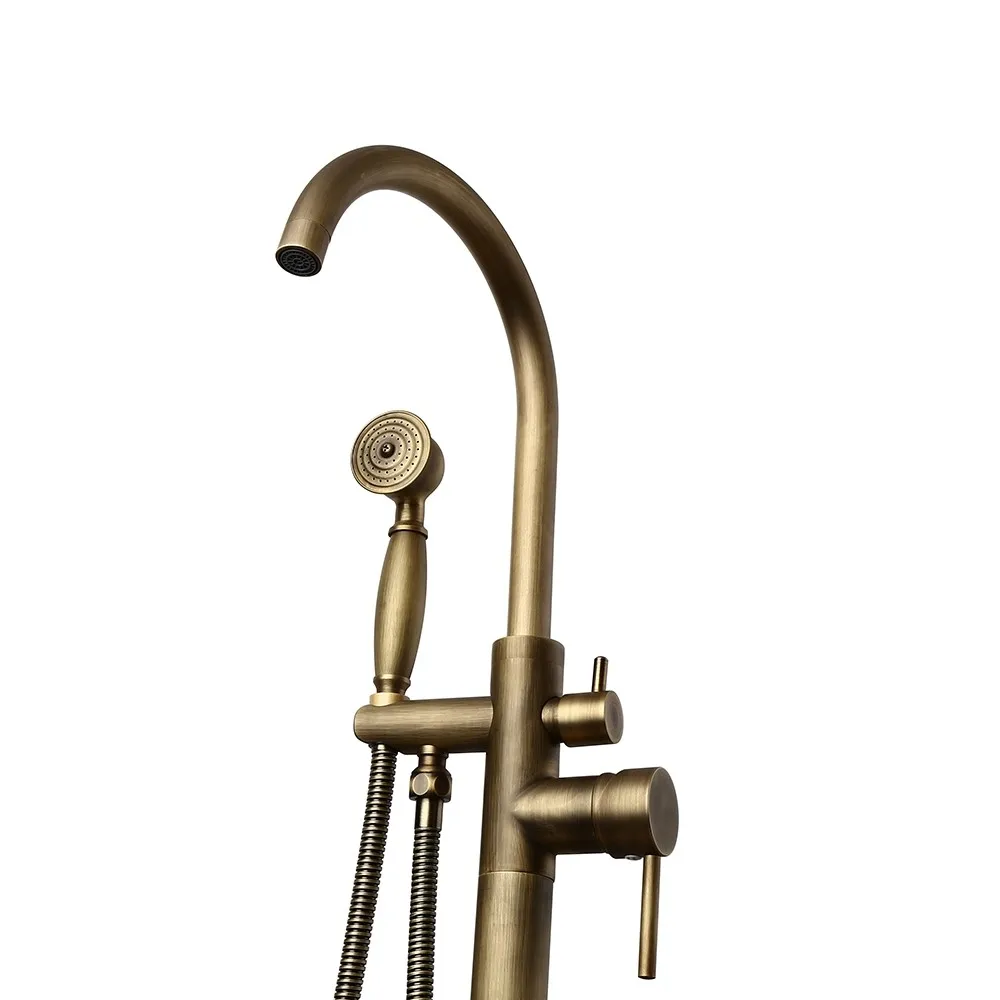 Antique Brass Floor Mounted Bathtub Faucets (4)