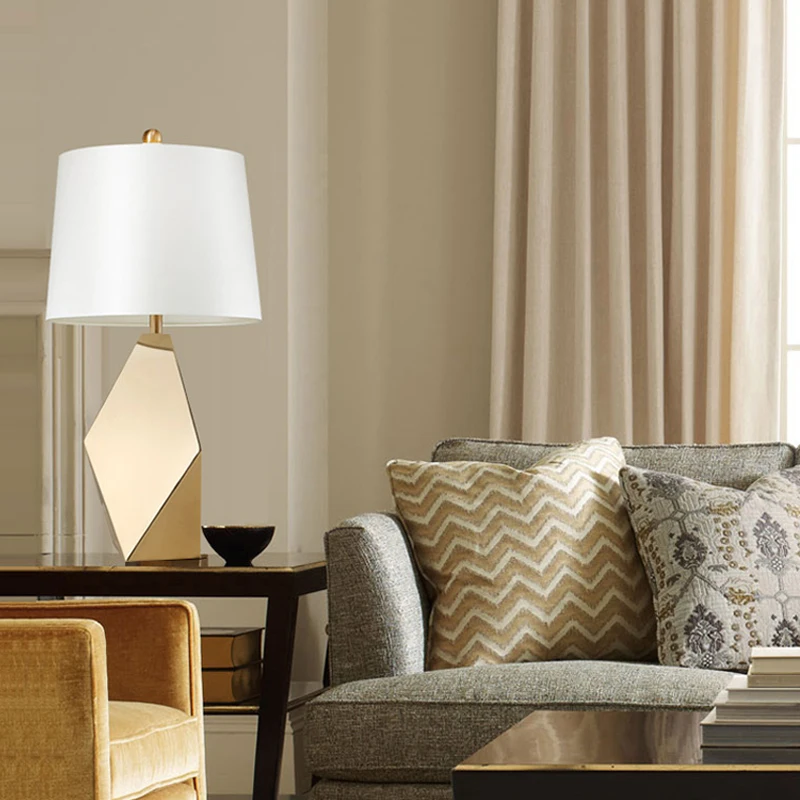 

Modern creative geometric table lamp living room study bedroom bedside lamp hotel guest room designer model room lamp