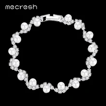 Mecresh браслеты из искусственного жемчуга для женщин простой стиль идеально круглый бисер свадебные браслеты свадебные ювелирные изделия аксессуары SL077