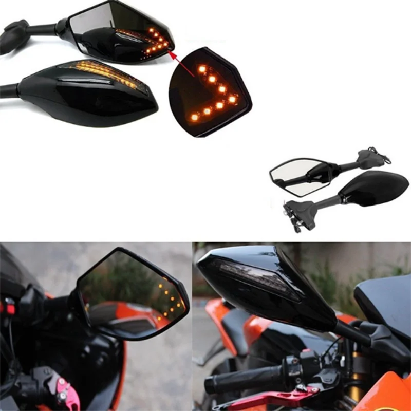 2 шт. Retroviseur Clignotants Moto для Honda CBR 250 600 900 1000 RR светодиодный поворотник Индикаторы мотоциклетные боковые зеркала заднего вида