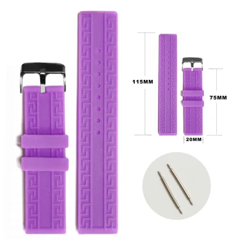 

20mm Purple Daffodil Color Silicone Rubber Ladies Watch Band Straps WB1064N20JB