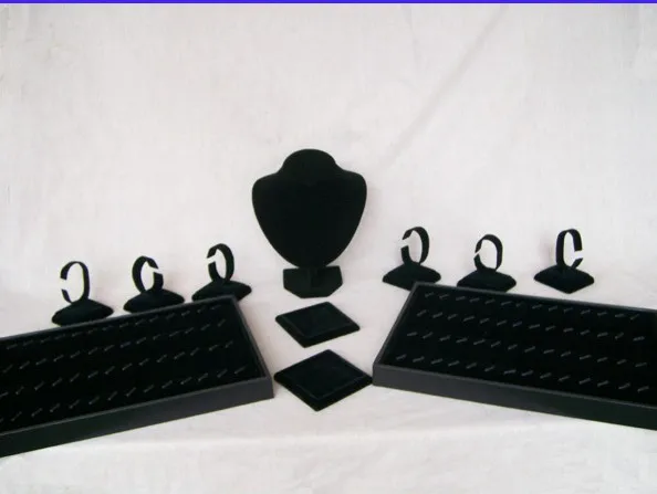 

9pcs/Set Retail Jewelry Set Display Stand Black Velvet Earring Holders Necklace Bangle Pendant Bracelet Display