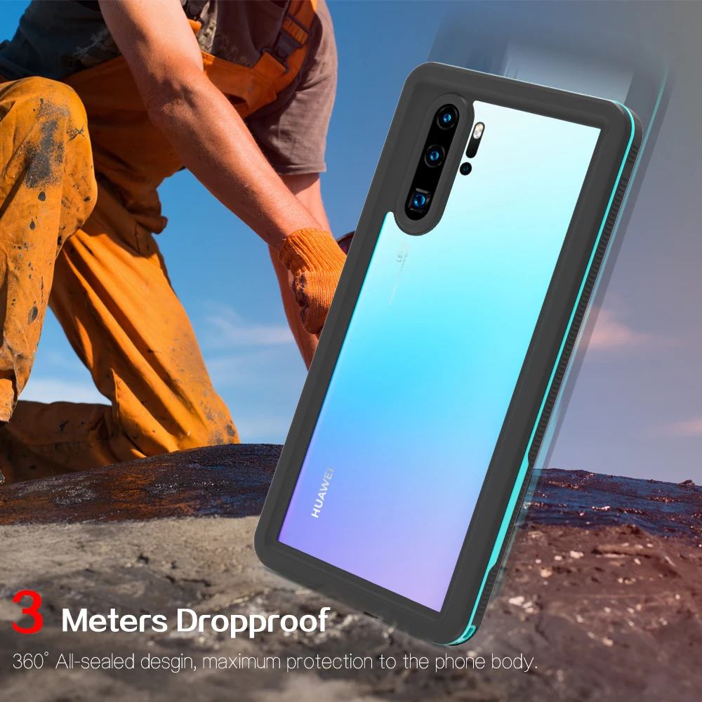 Bitingly Case for Huawei P30 Pro IP68 Certified Waterproof Surfing Cover Diving For Huawei P30Pro P30 Swim Proof Underwater Case