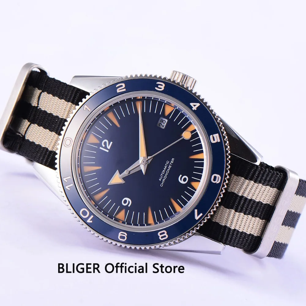  41mm Blue Sterile Dial Ceramic Rotating Bezel Luminous Marks Date Display Sapphire Automatic Moveme