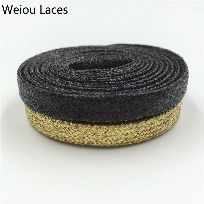 Weiou Fashion Metallic Glitter Gold Shoelaces Unique Sparkle Flat Shoe Laces String For Sneaker Sport Dress Shoe Boots Running