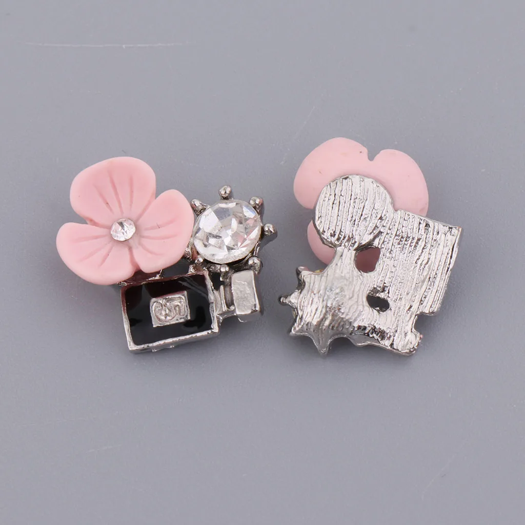10Pcs Beautiful Flower Rhinestone Flatback Buttons Embellishments Charms for DIY Brooch Jewelry Hair Findings Wedding Decoration