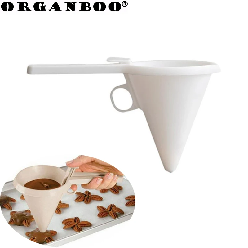 

1Pcs Kichen Accessories DIY Chocolate Candy Icing Funnel Mold White Food Grade Plastic Pancake Cream Butter Dispenser Gadgets