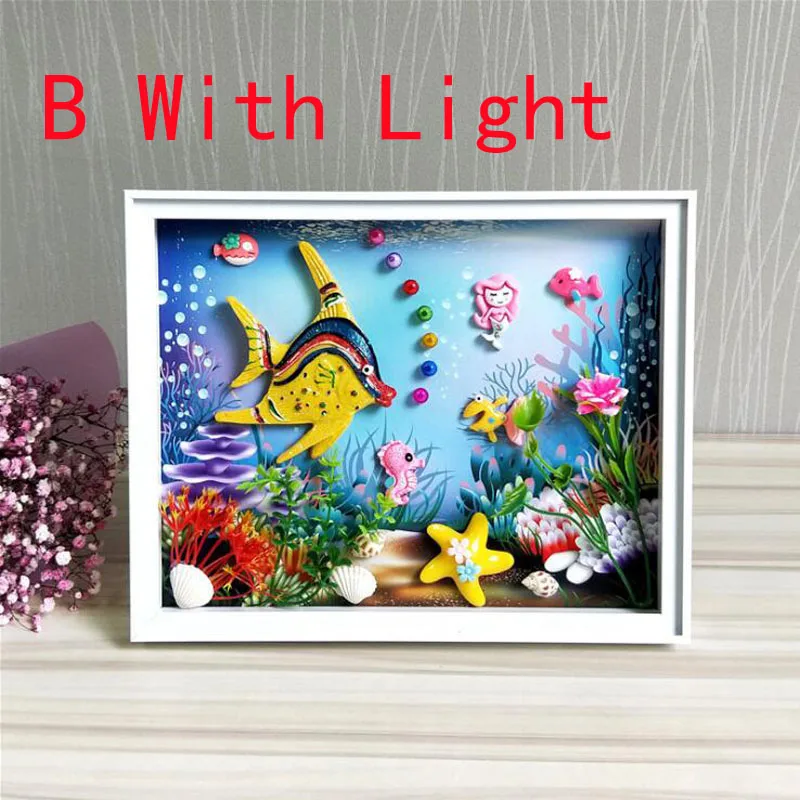 DIY Творческий подарок на день рождения украшения Морской живопись мультфильм DIY подарок игрушки - Цвет: B with light