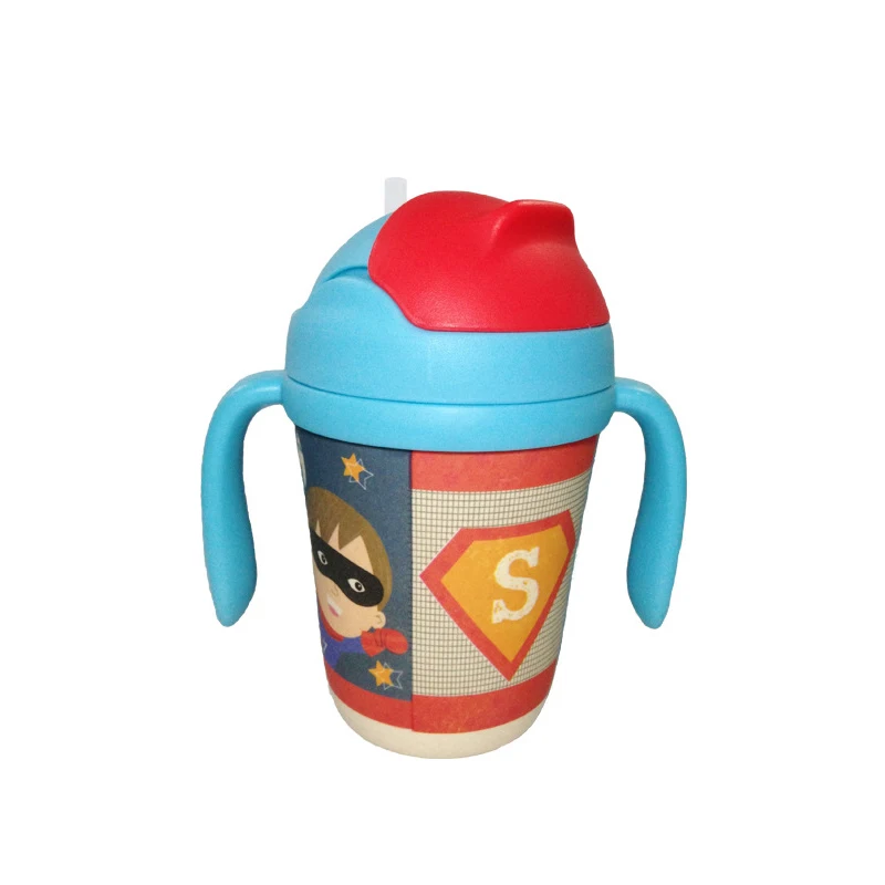 Baby Bamboo Fiber Training Cup Child Cute Handle Drink Kettle Toddler Soft Straw Bottle Infant Health Leak-Proof Drinking MY0034 (4)