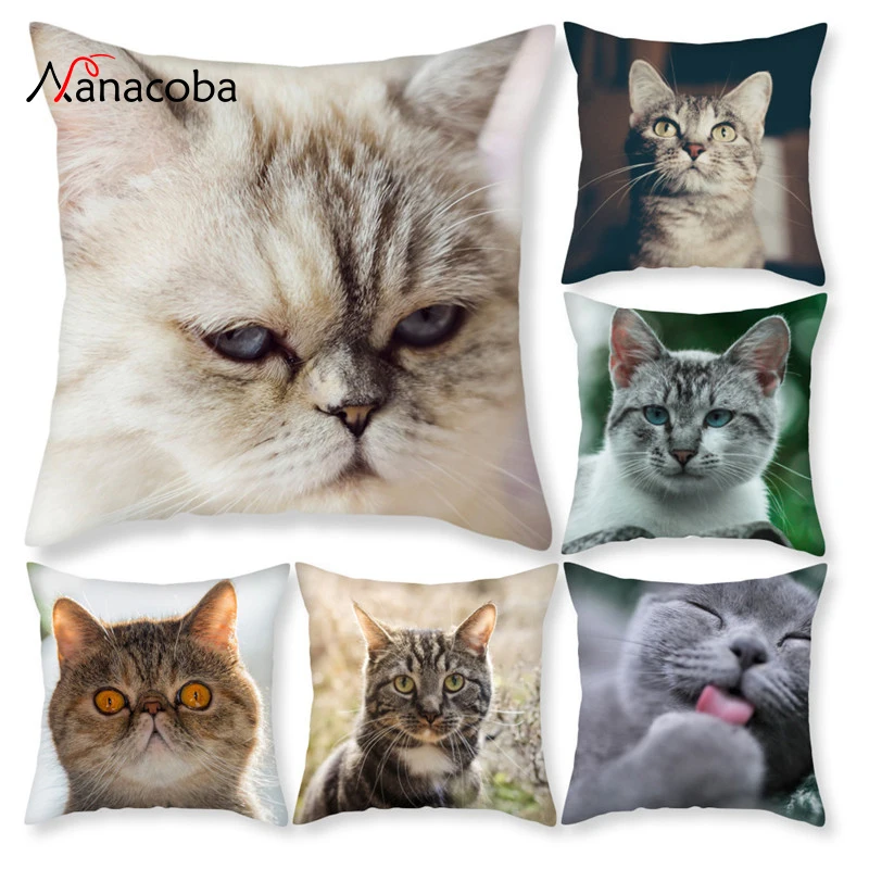 

Nanacoba Funny Cat Cushion Cover Children Decorative Cushion Covers for Sofa Throw Pillow Car Chair Decor Pillow Case Almofadas
