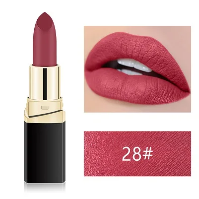 MISS ROSE Lipstick Matte Waterproof Make Up Long Lasting Lip Stick 42 Colors Easy To Wear Lipstick Lips Makeup Mate Lipstick - Цвет: 28