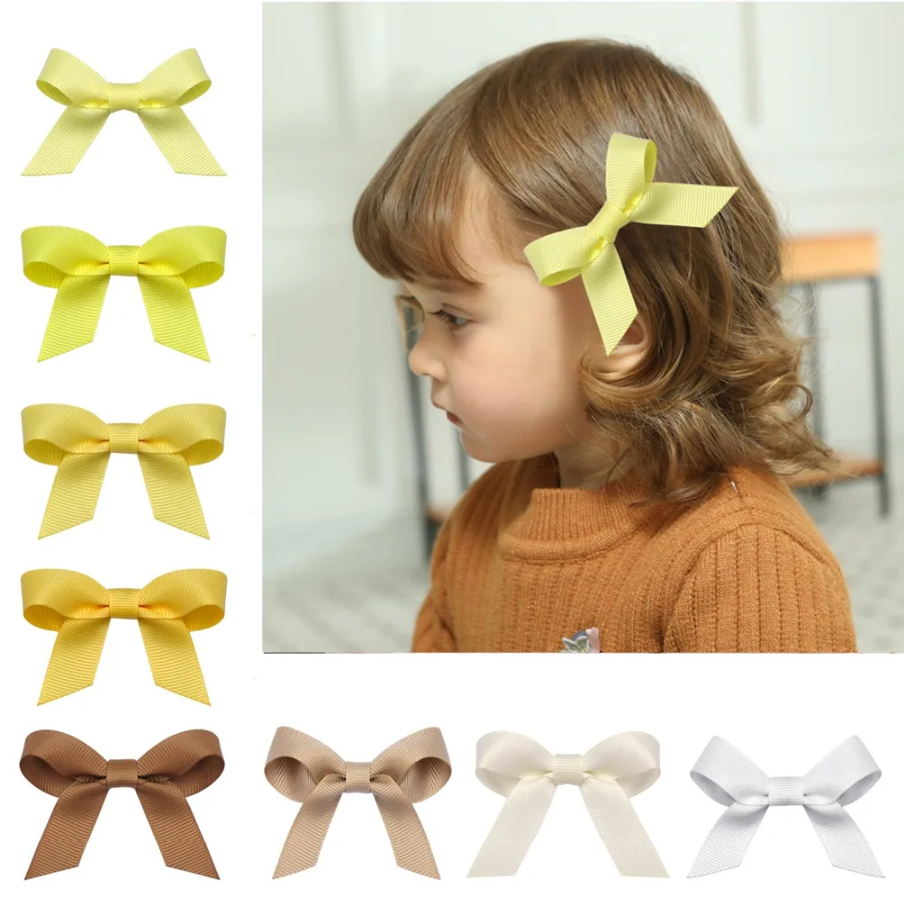 

40pcs/set Baby Girl Solid Bow Hair Pin With Fully Wrapped Bowknot Hair Clip Safety Alligator clip Kids Hair Accessories