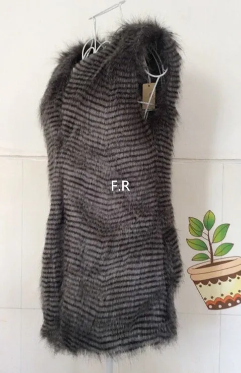 5XL 6XL искусственный меховой жилет короткая куртка осень зима имитация меха жилет искусственный Лисий мех женская меховая куртка без рукавов пальто X710