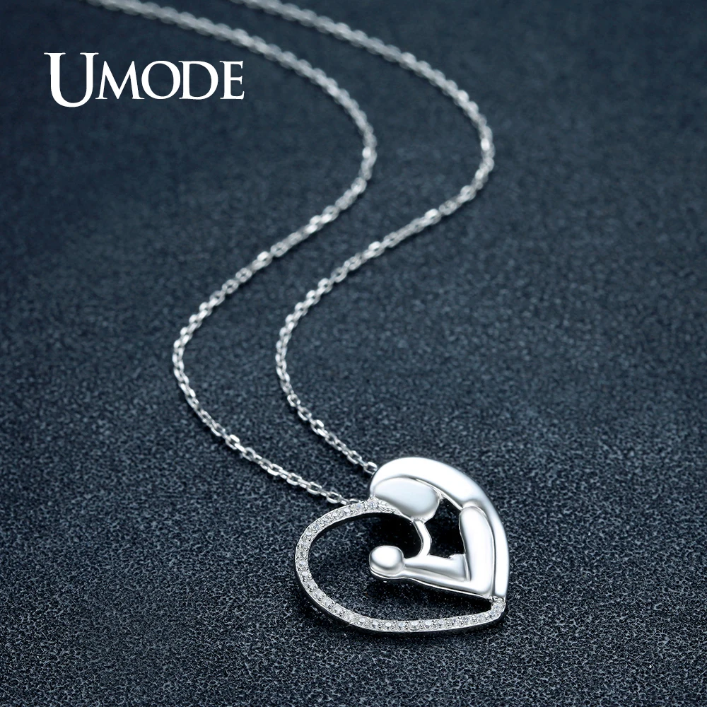 Женское Ожерелье с сердцем UMODE из стерлингового серебра 925 пробы фианитами