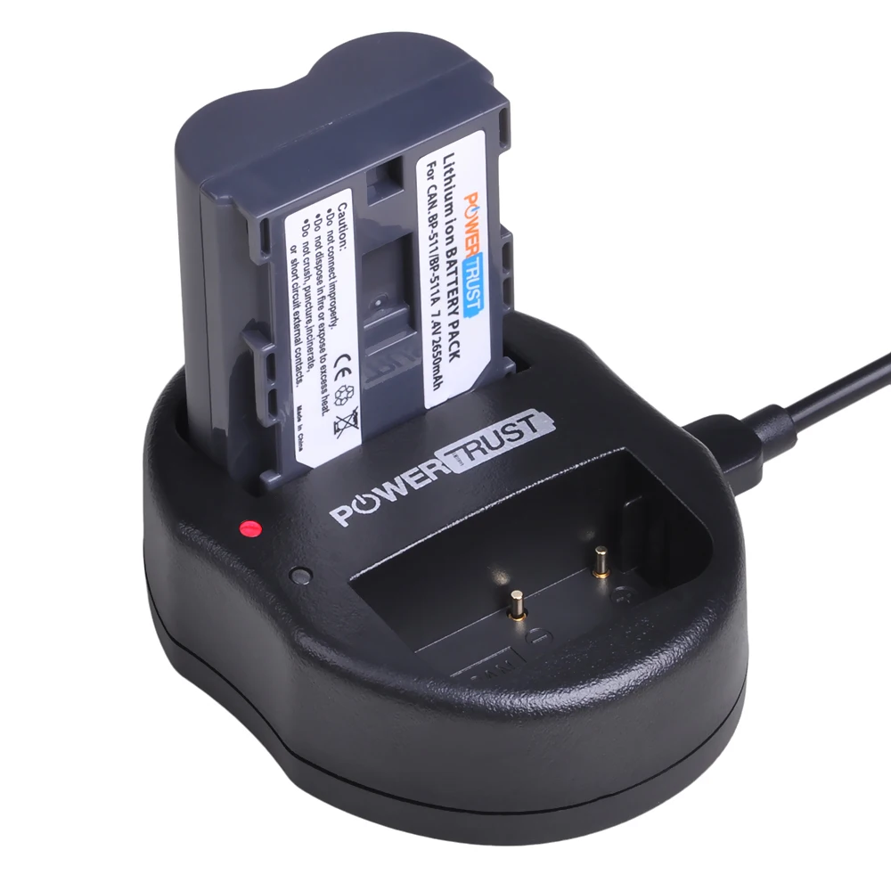 1X2650 Mah Bp-511A Bp-511 Bp 511 Bp511 Batteria + Dual Usb Caricabatteria Per Canon Bp-511 G6 G5 G3 G2 G1 Eos 300D 50D 40D 30D 20D 5D