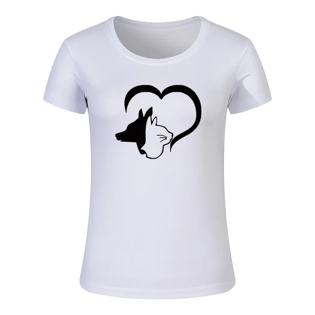 Fashion Women Clothing Pet Cat Dog Animals Print Tee T shirt Women Top