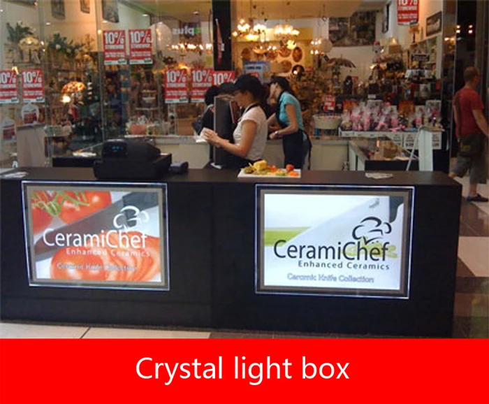 Super Slim Crystal A3 Led Light Boxes for Supermarket displayin