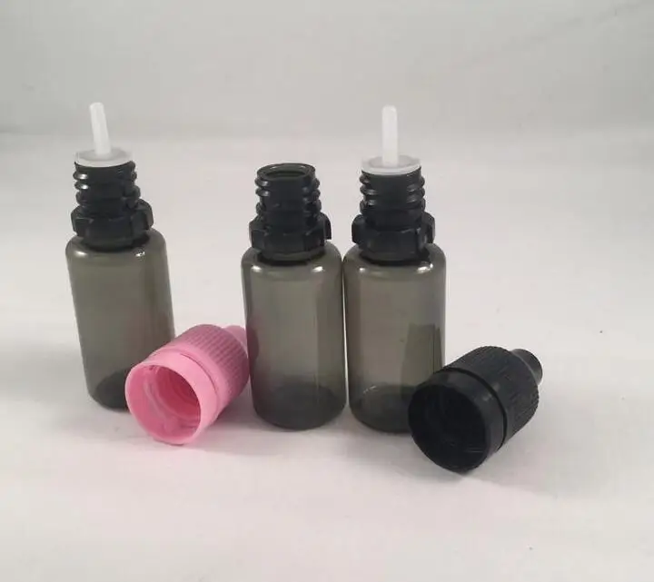 

10ml 30ml PET Plastic Black E Liquid Bottles With Childproof Bottle Cap And Long Thin Tip Dropper Ejuice Bottles