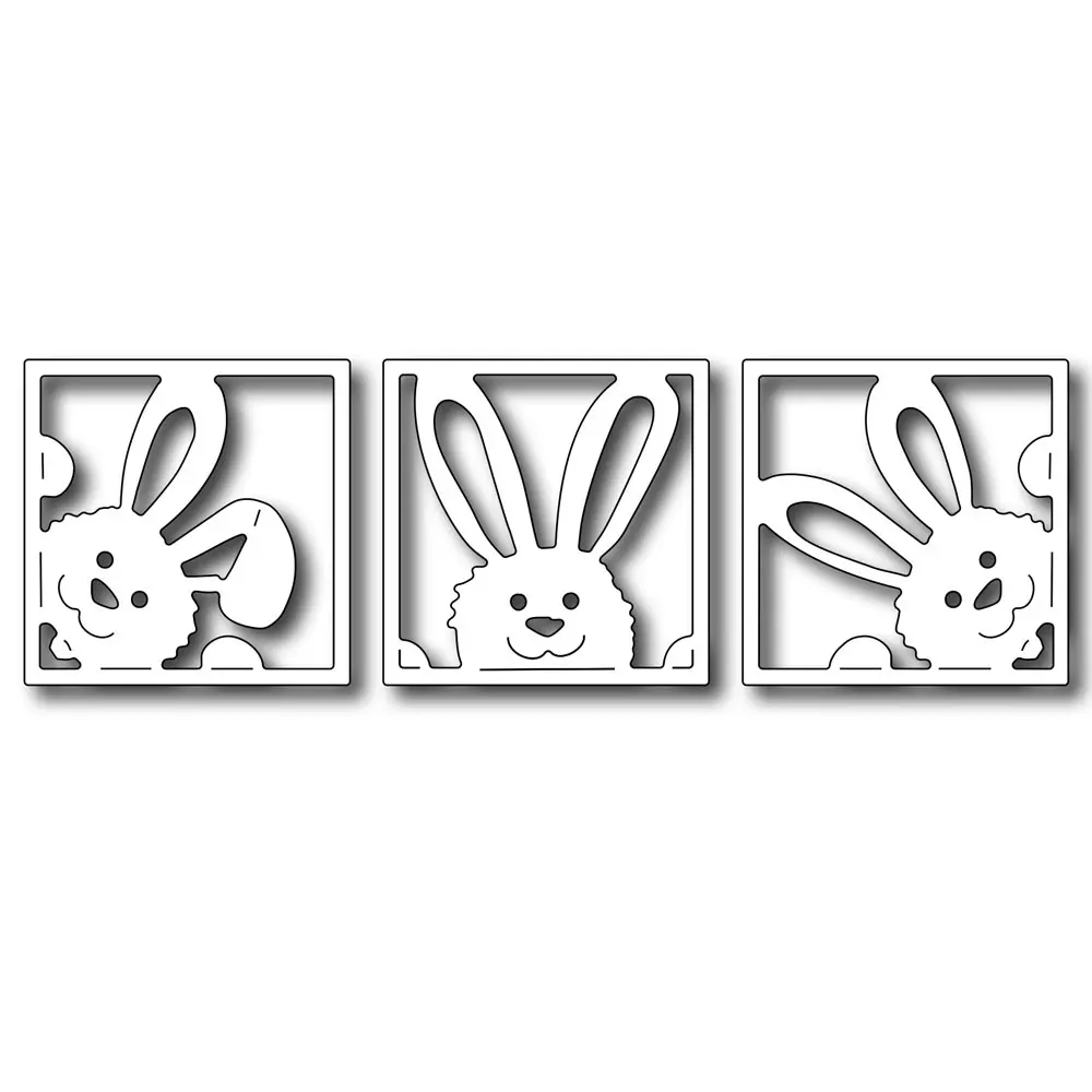 

Peeking Bunny Squares Metal Cutting Dies Scrapbooking craft Dies cuts emboss paper card make stencil die template 108*35mm