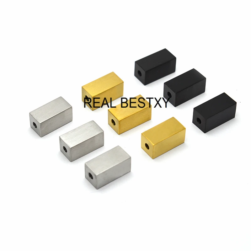 

custom logo 2pcs 16*8*8MM stainless steel rectangular beads for bead bracelets making rectangular bead stainless steel charms