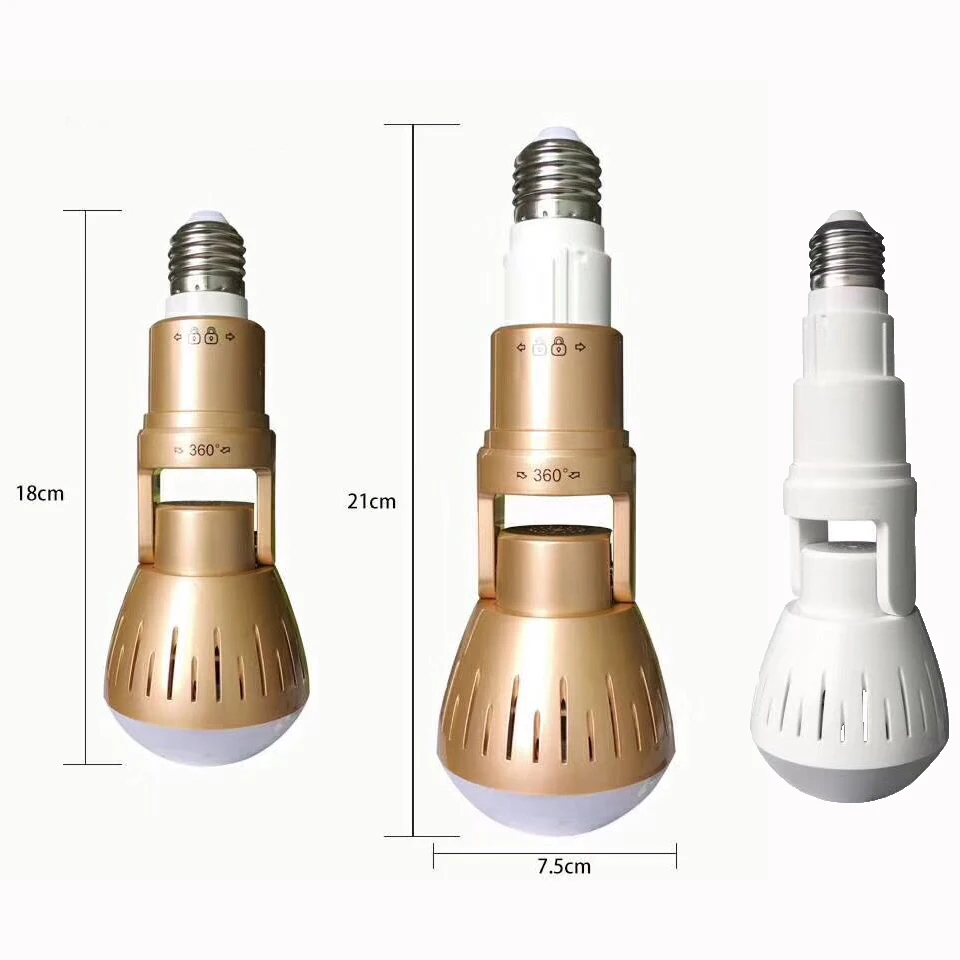 Беспроводная рыбий глаз лампа ip-камера 1080P 360 панорамная для домашней системы безопасности WiFi ip-камера s радионяня Дистанционное освещение лампа