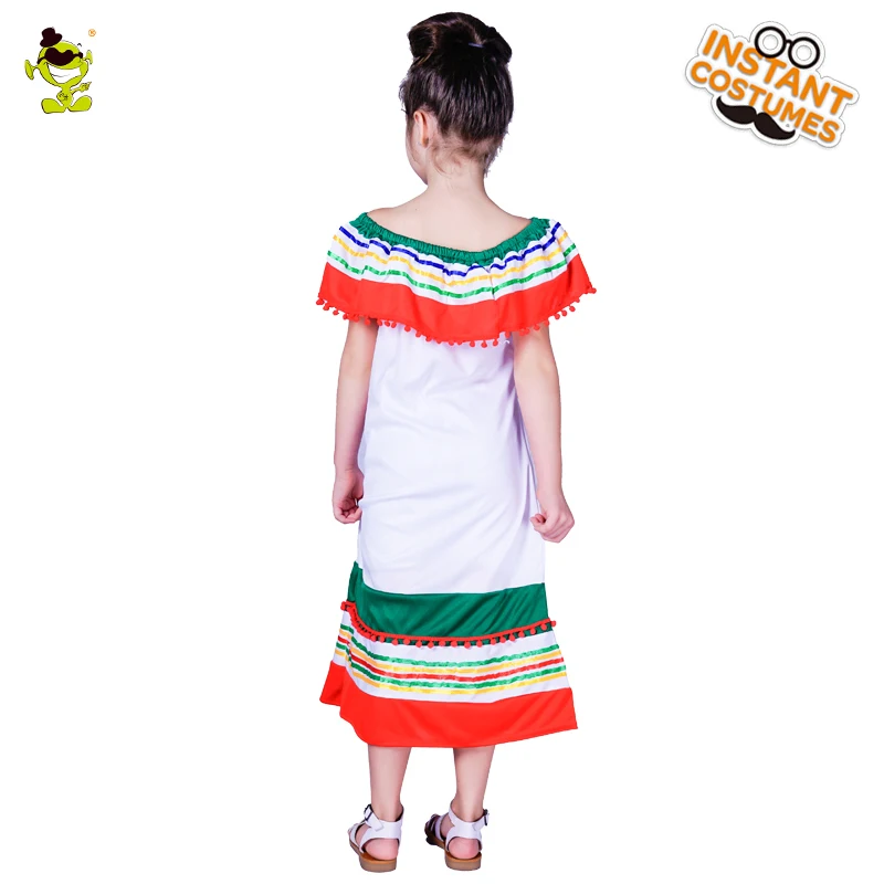 Новое платье для девочек, детское летнее платье с открытыми плечами и вышивкой радуги Мексиканская костюмы дети Мексика девушка украшение нарядное платье для карнавала вечерние шоу