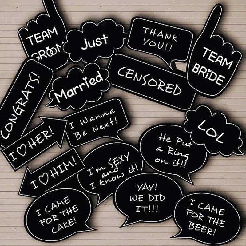 16pcs/set DIY Just Married Photo Booth Team Bride Groom Bridal Shower Party Wedding Decoration