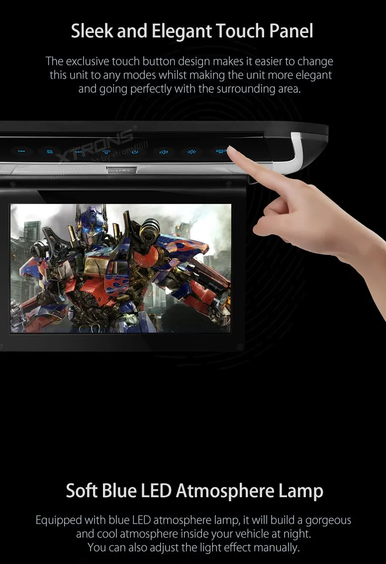 Cheap 10" Flip Down Car DVD Car Roof DVD Roof Monitor Car DVD with Built-in HDMI Port & Sleek/Elegant Touch Panel Design 4