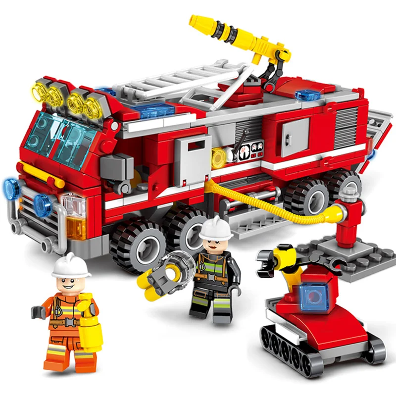 

394PCS Search Rescue Fire fighting Truck 27in1 model Building Blocks Compatible Legoingly City Firemen Figure Bricks kids Toys