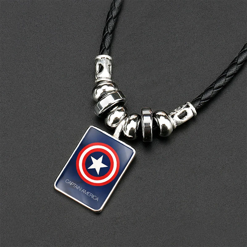 

Avengers 4 Leather Necklace for Fans Jewelry Captain America Batman Superman Superhero Necklace Pendant Fans Gift
