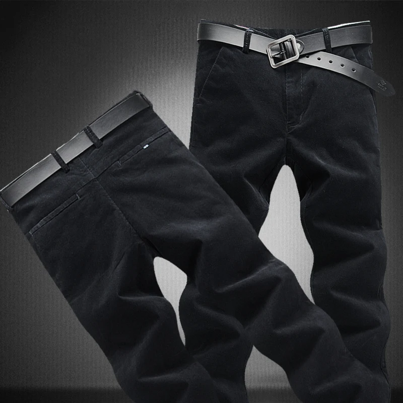 Pure Color Youth Mens Corduroy Trousers Size 28-38 Slim Fit Men Business Casual Trousers 4 Color Options