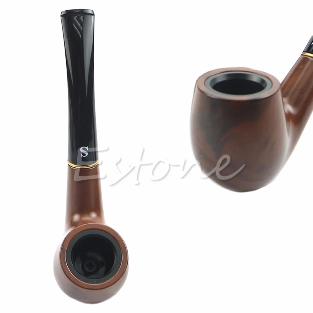 

Hot Traditional Style Tobacco Handmade Nature Ebony Wood Smoking Pipe Bent apr18_35