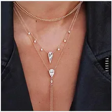 KISSWIFE – collier multicouche Vintage en cristal, goutte géométrique rond, mode dame, collier en or, cadeau de fête, bijoux meilleur ami