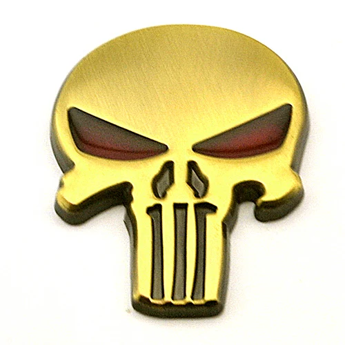 Каратель Череп Скелет 3D металлическая наклейка значок для автомобиля эмблема для авто мотоцикл чоппер Стайлинг автомобиля - Название цвета: E (Gold)