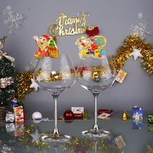 Рождественский Декор для дома, украшенные бокалы для вина, хрустальные бокалы для вина, свадебные бокалы для вина, посуда для напитков, рождественский подарок