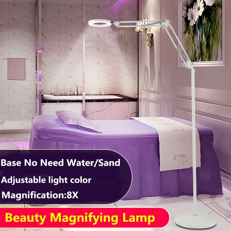

Magnifier Lamp 8X Floor Lamp Rolling Stand Adjustable Magnifying Light LED Beauty Manicure Tattoo Skincare Equipment 2 Colors