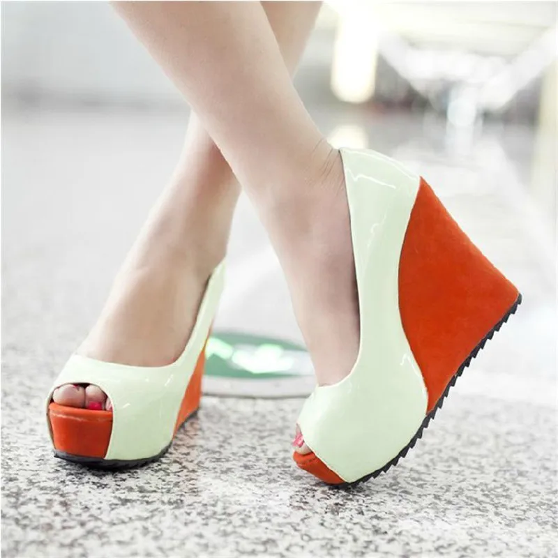 Plus Size 31-43 Women High Heels Sandals Fashion Peep Toe Wedges Shoes For Women Shallow Mouth Slip On Ladies Casual Party Shoes (10)