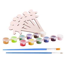 Набор деревянных самодельных тортов украшение для свадебного торта реквизит для фотографий с 6 человеческими фишками 12 цветов пигмент 2 кисть