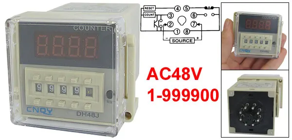 DH48J 1-999900 LED Display Programmable Digital Counter Relay AC 48V